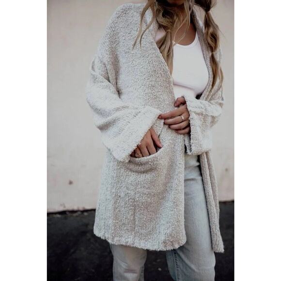 Z Supply Helen Chunky Oversized Cardigan Women’s Small Light Gray Pockets - Picture 5 of 7